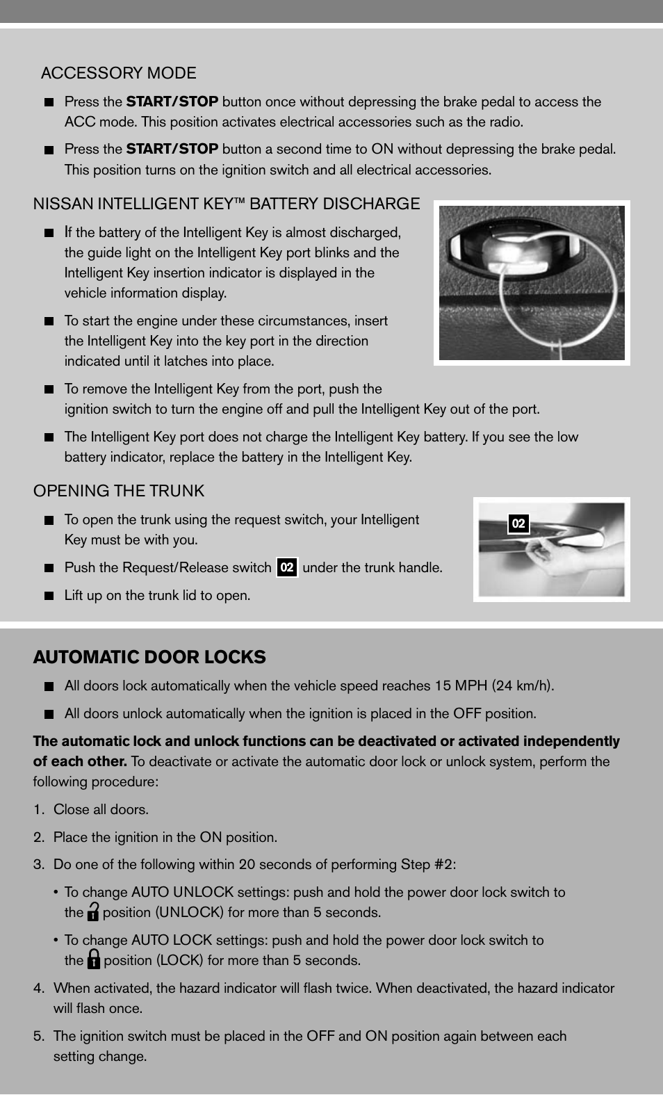 Automatic door locks | NISSAN 2010 Maxima - Quick Reference Guide User Manual | Page 5 / 48