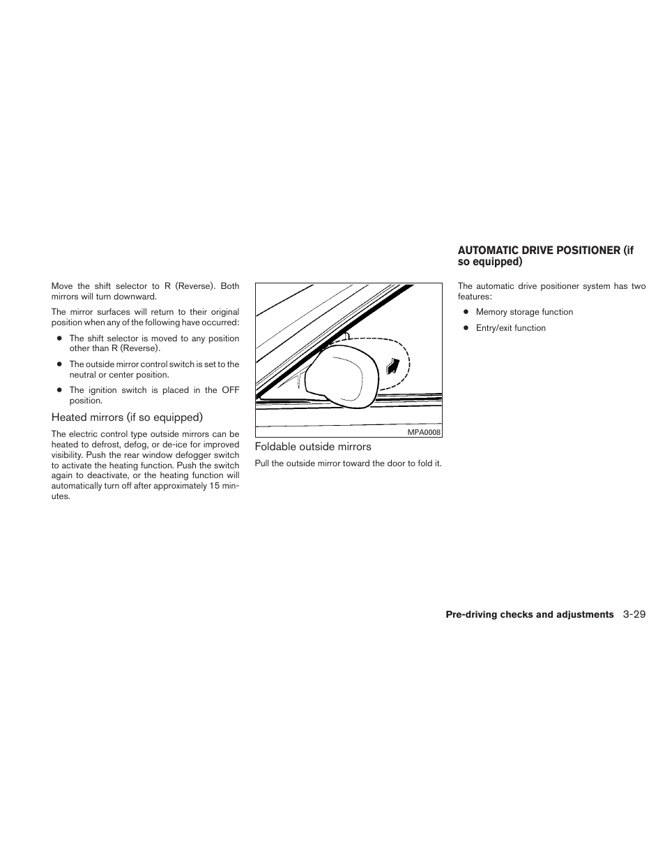 Automatic drive positioner (if so equipped) -29 | NISSAN 2011 Maxima - Owner's Manual User Manual | Page 156 / 454