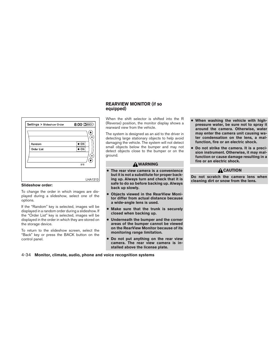 Rearview monitor (if so equipped) -34 | NISSAN 2011 Maxima - Owner's Manual User Manual | Page 193 / 454