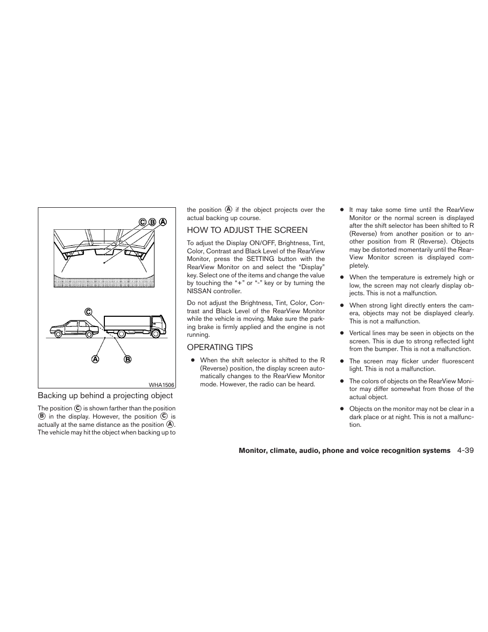 How to adjust the screen -39 operating tips -39 | NISSAN 2011 Maxima - Owner's Manual User Manual | Page 198 / 454
