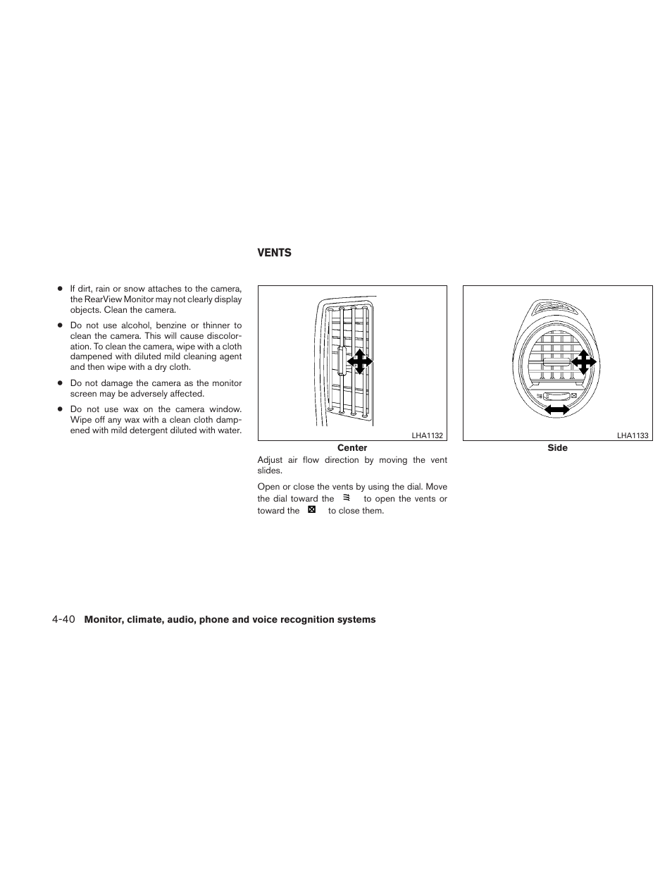 Vents -40 | NISSAN 2011 Maxima - Owner's Manual User Manual | Page 199 / 454