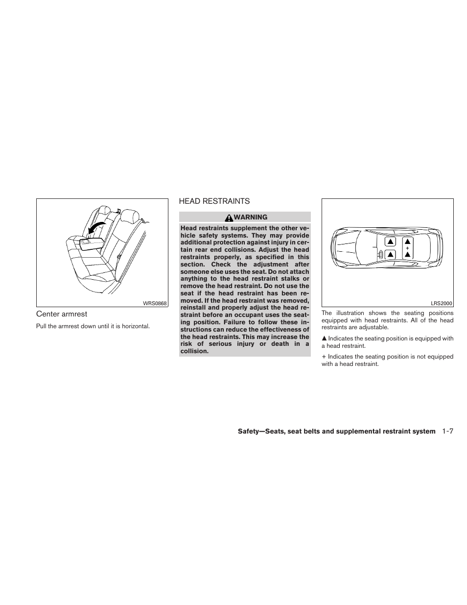 Head restraints -7 | NISSAN 2011 Maxima - Owner's Manual User Manual | Page 24 / 454