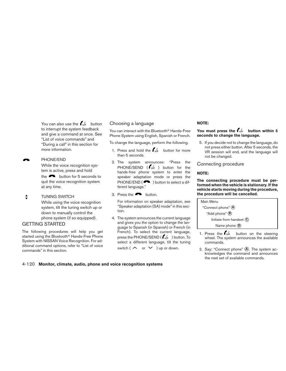 Getting started -120 | NISSAN 2011 Maxima - Owner's Manual User Manual | Page 279 / 454