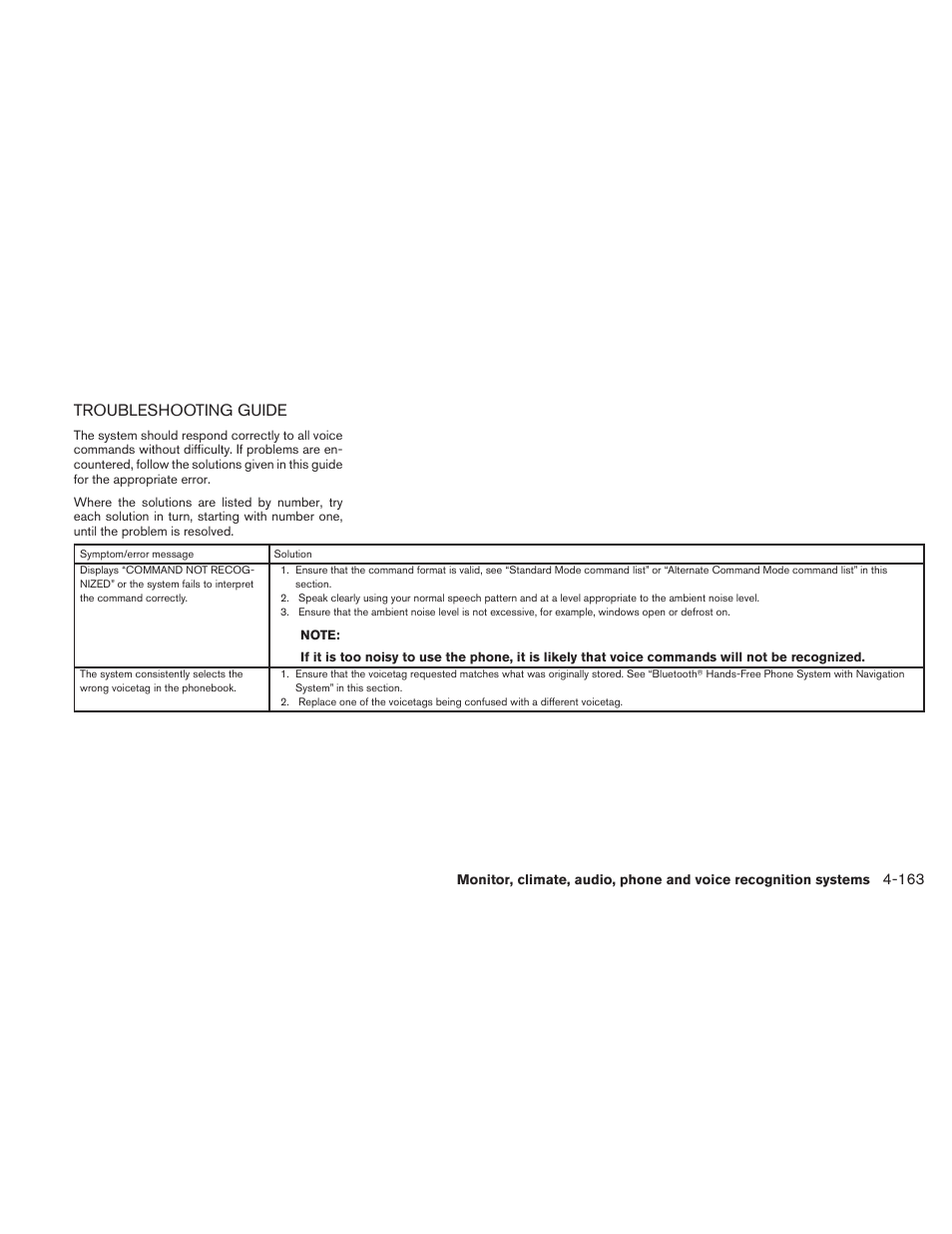 Troubleshooting guide -163, Troubleshooting guide | NISSAN 2011 Maxima - Owner's Manual User Manual | Page 322 / 454