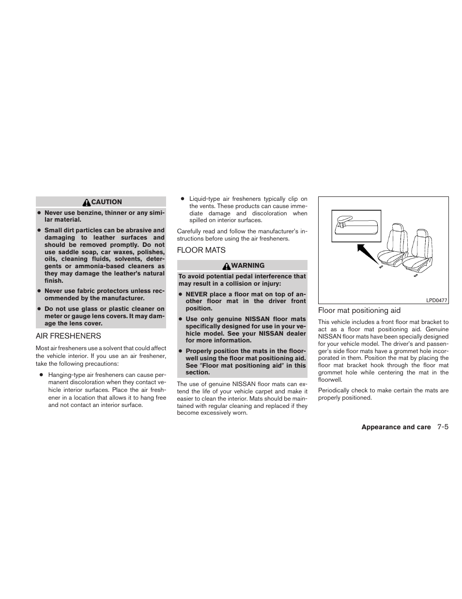 Air fresheners -5 floor mats -5 | NISSAN 2011 Maxima - Owner's Manual User Manual | Page 370 / 454