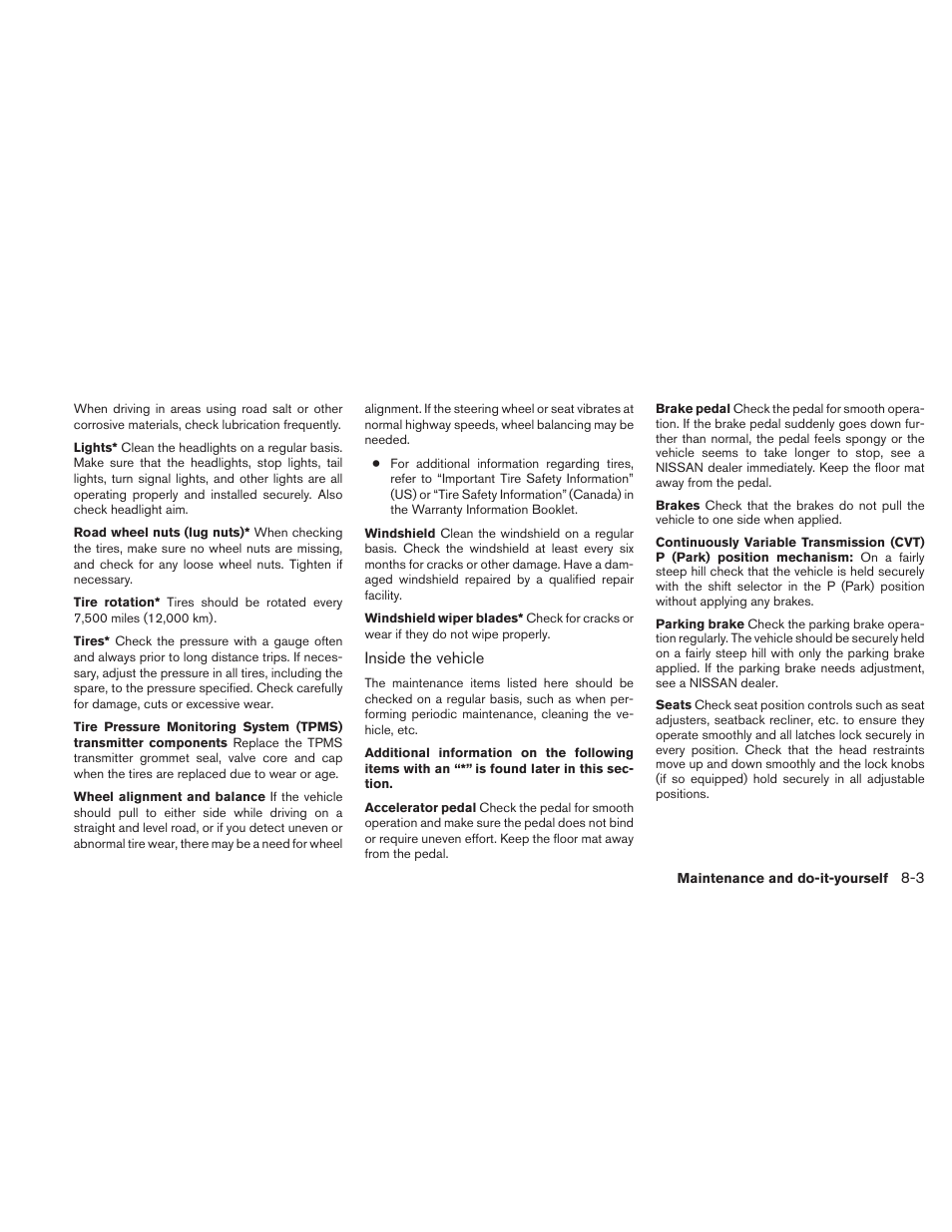 NISSAN 2011 Maxima - Owner's Manual User Manual | Page 376 / 454