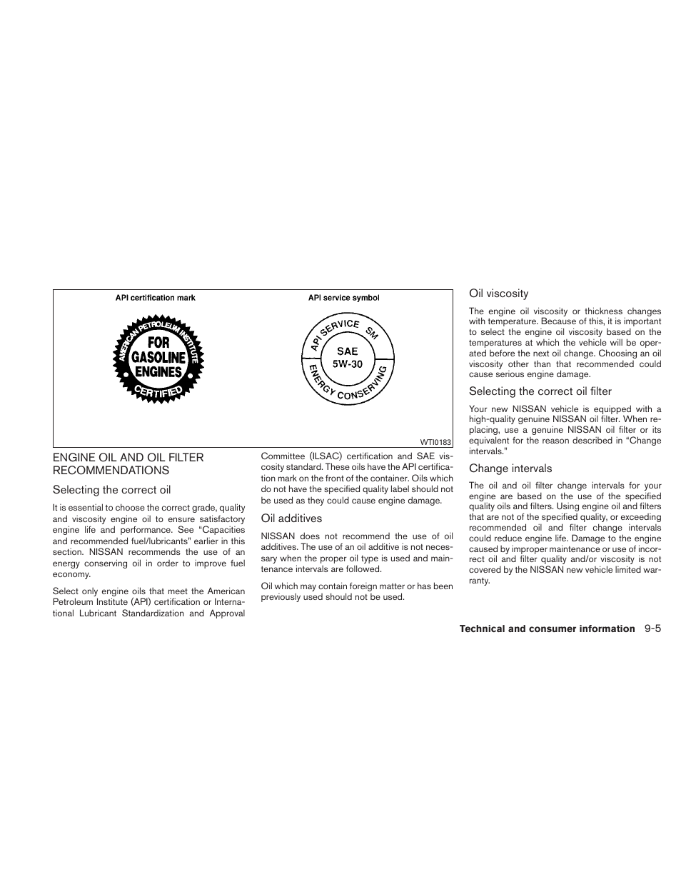 Engine oil and oil filter recommendations -5 | NISSAN 2011 Maxima - Owner's Manual User Manual | Page 422 / 454