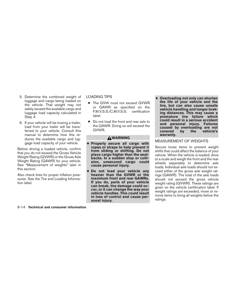 Loading tips -14 measurement of weights -14 | NISSAN 2011 Maxima - Owner's Manual User Manual | Page 431 / 454