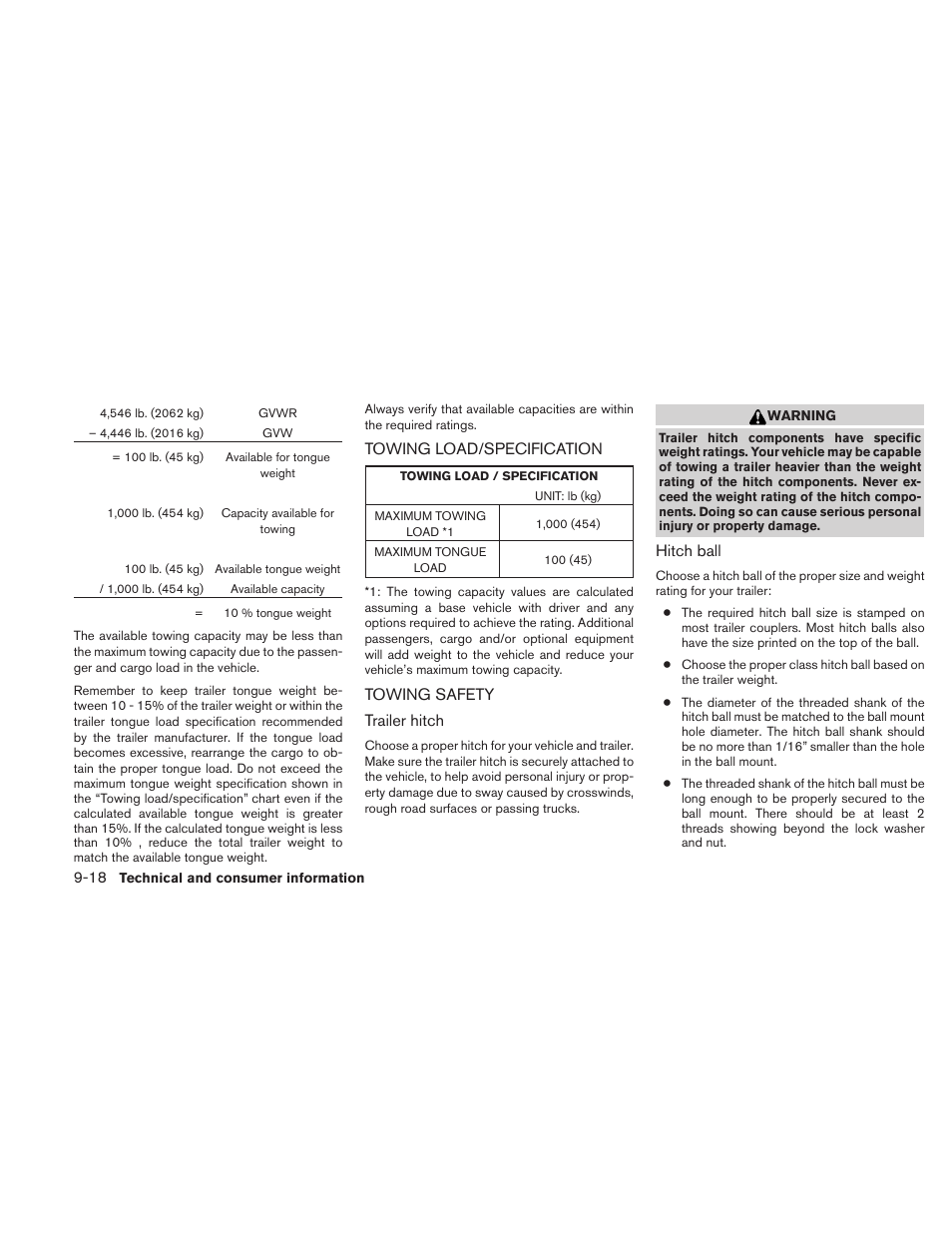 Towing load/specification -18 towing safety -18 | NISSAN 2011 Maxima - Owner's Manual User Manual | Page 435 / 454