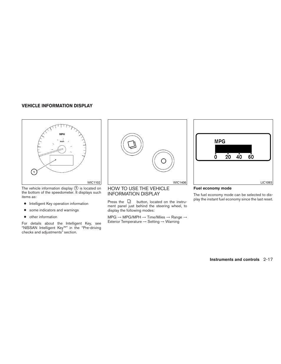 Vehicle information display -17, How to use the vehicle information display -17 | NISSAN 2011 Maxima - Owner's Manual User Manual | Page 88 / 454