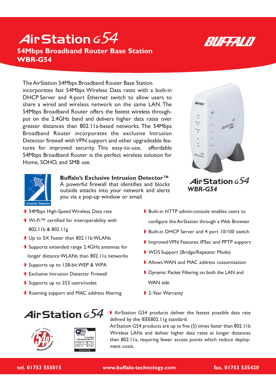 Buffalo Technology AIRSTATION WBR-G54 User Manual | 2 pages
