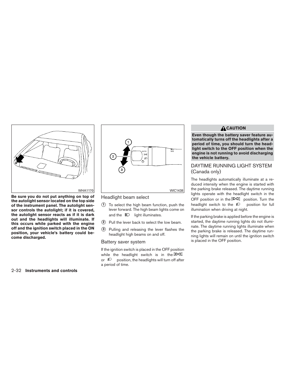 Daytime running light system (canada only) -32 | NISSAN 2012 Maxima - Owner's Manual User Manual | Page 103 / 450