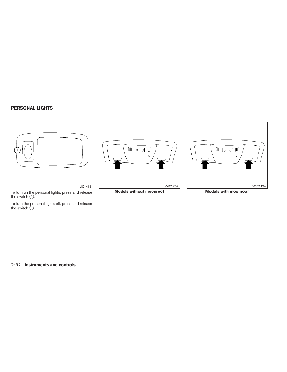 Personal lights -52 | NISSAN 2012 Maxima - Owner's Manual User Manual | Page 123 / 450