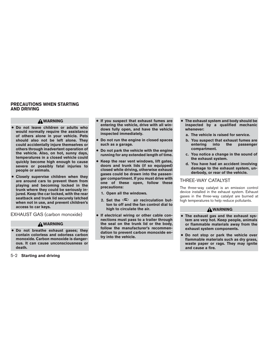 Precautions when starting and driving -2 | NISSAN 2012 Maxima - Owner's Manual User Manual | Page 325 / 450