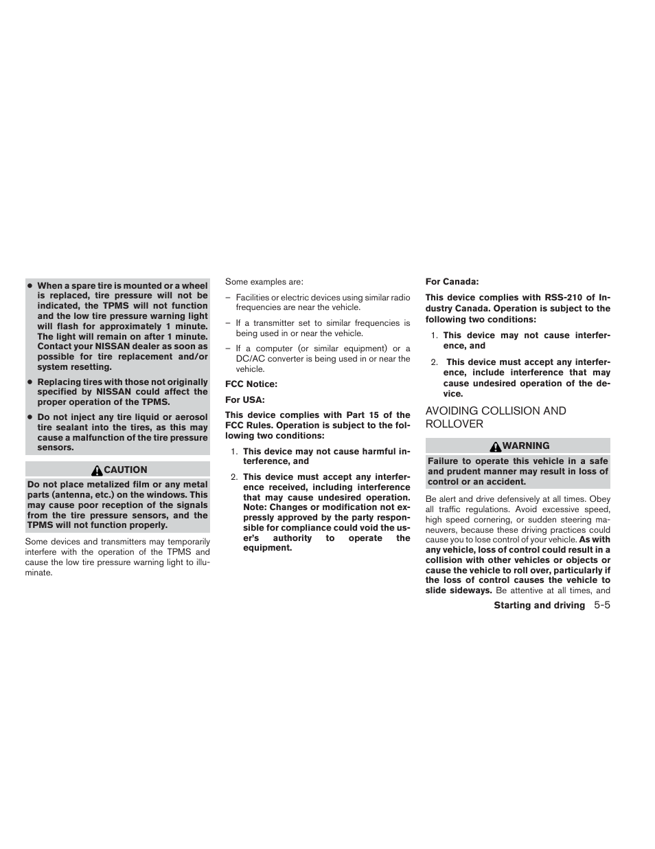 Avoiding collision and rollover -5 | NISSAN 2012 Maxima - Owner's Manual User Manual | Page 328 / 450