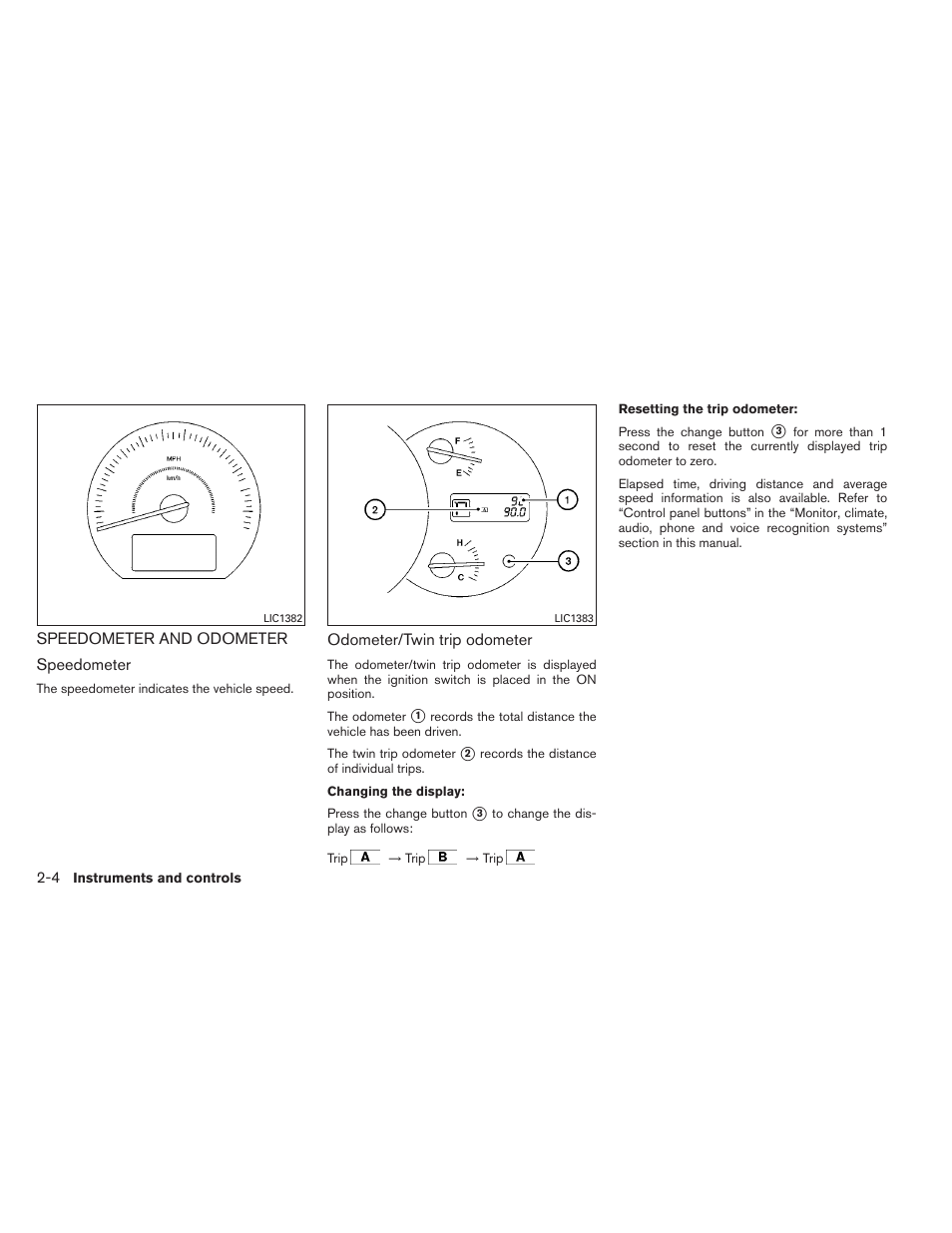 Speedometer and odometer -4 | NISSAN 2012 Maxima - Owner's Manual User Manual | Page 75 / 450