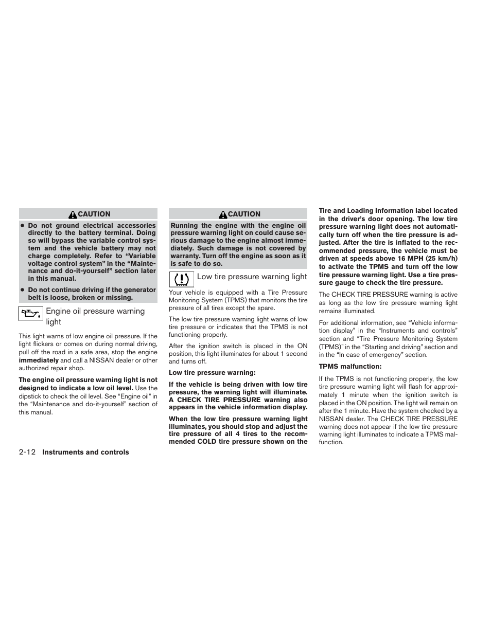 NISSAN 2012 Maxima - Owner's Manual User Manual | Page 83 / 450