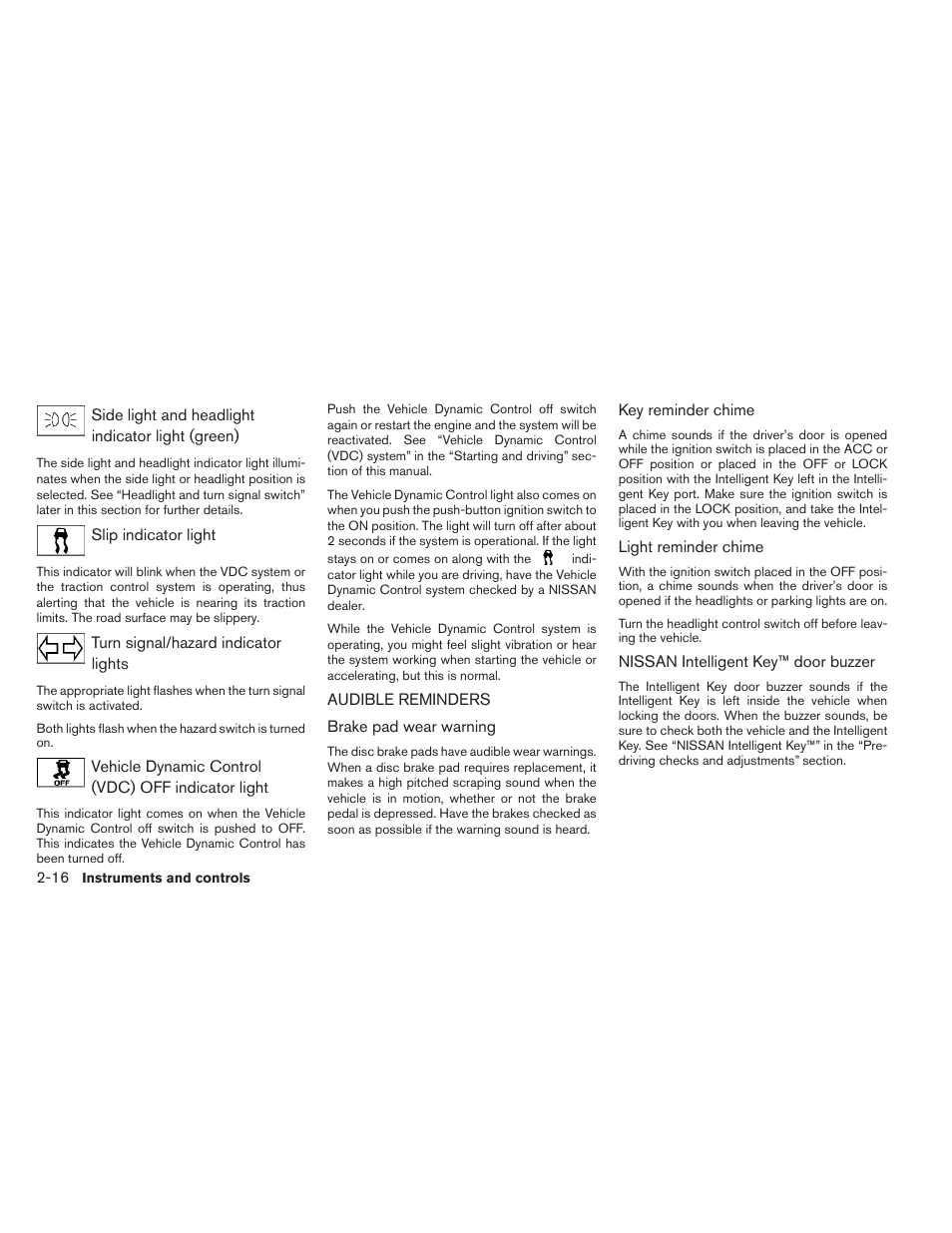 Audible reminders -16 | NISSAN 2012 Maxima - Owner's Manual User Manual | Page 87 / 450
