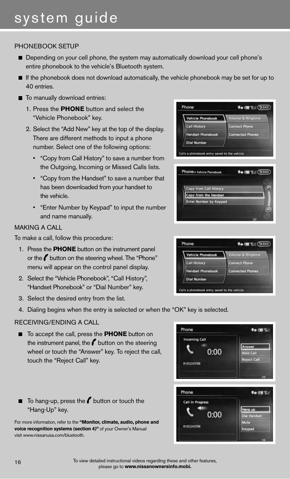System guide | NISSAN 2012 Maxima - Quick Reference Guide User Manual | Page 18 / 20