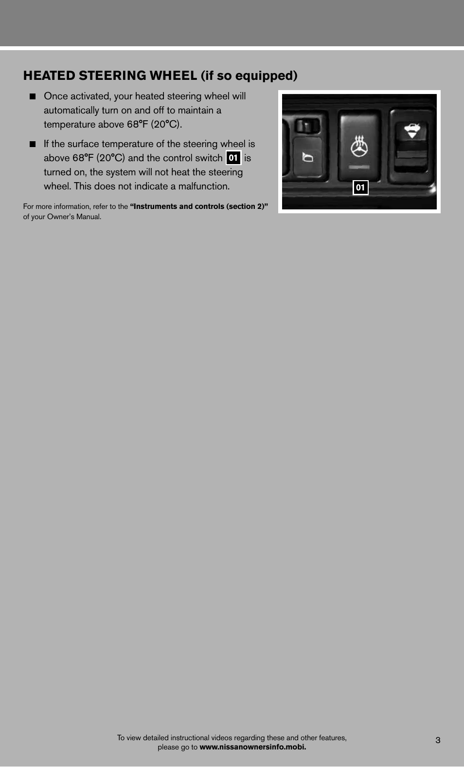 Heated steering wheel (if so equipped) | NISSAN 2012 Maxima - Quick Reference Guide User Manual | Page 5 / 20
