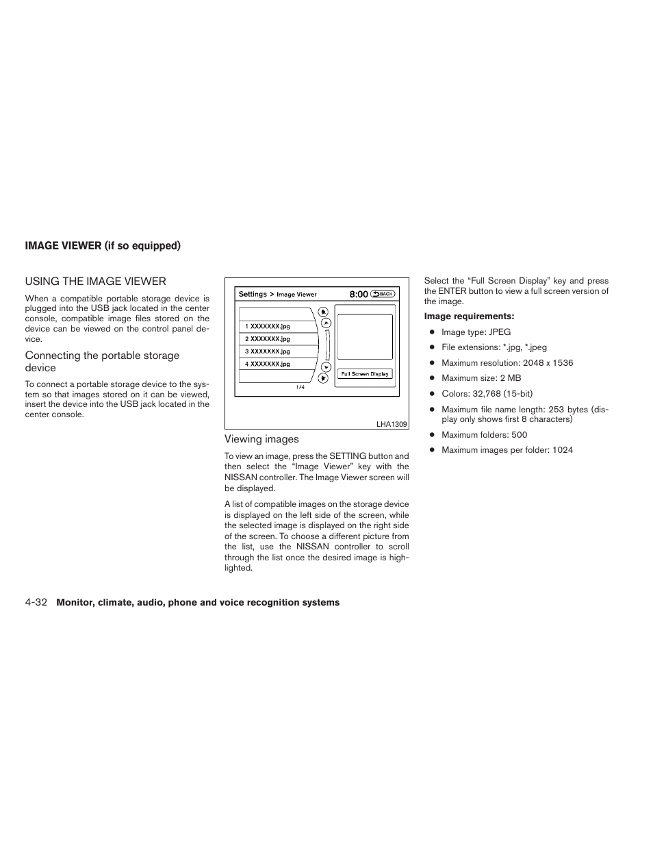 Image viewer (if so equipped) -32, Using the image viewer -32 | NISSAN 2013 Maxima - Owner's Manual User Manual | Page 191 / 444