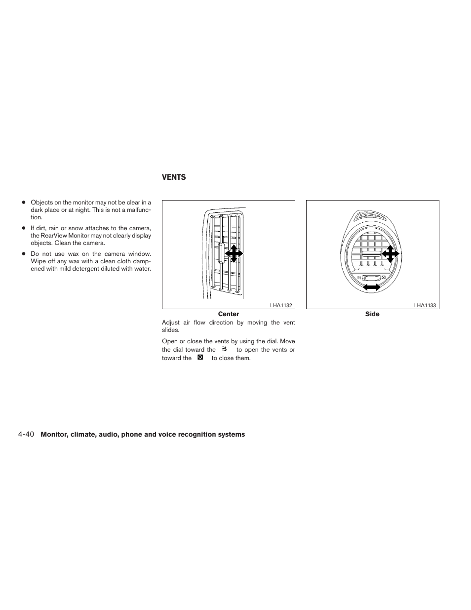 Vents -40 | NISSAN 2013 Maxima - Owner's Manual User Manual | Page 199 / 444