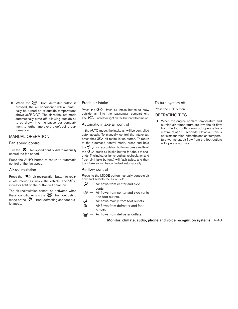 Manual operation -43 operating tips -43 | NISSAN 2013 Maxima - Owner's Manual User Manual | Page 202 / 444