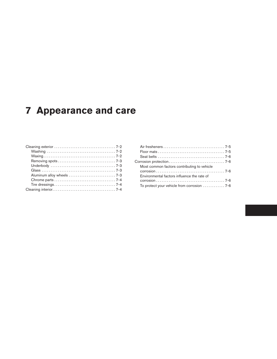 Appearance and care, 7 appearance and care | NISSAN 2013 Maxima - Owner's Manual User Manual | Page 356 / 444