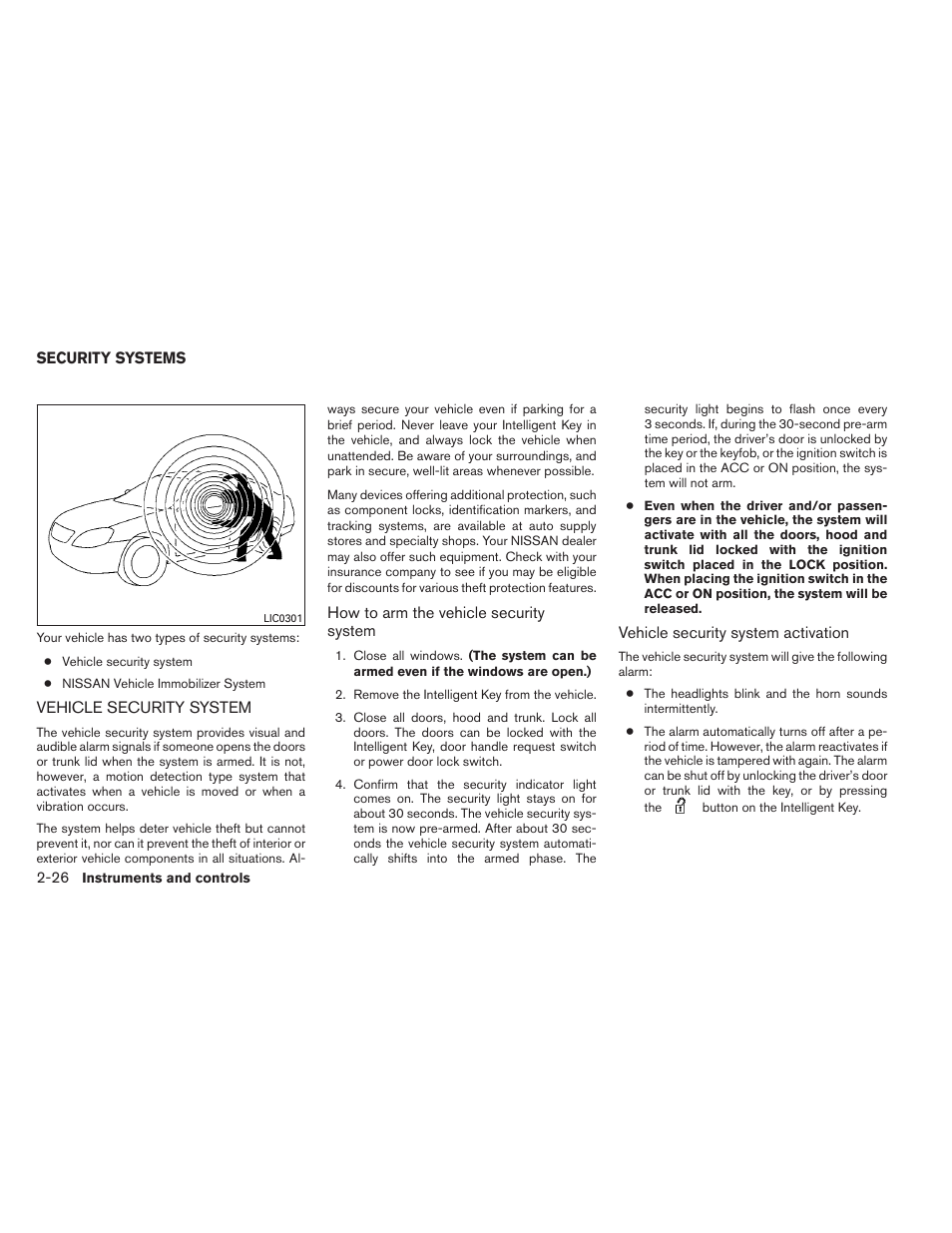 Security systems -26, Vehicle security system -26 | NISSAN 2013 Maxima - Owner's Manual User Manual | Page 97 / 444