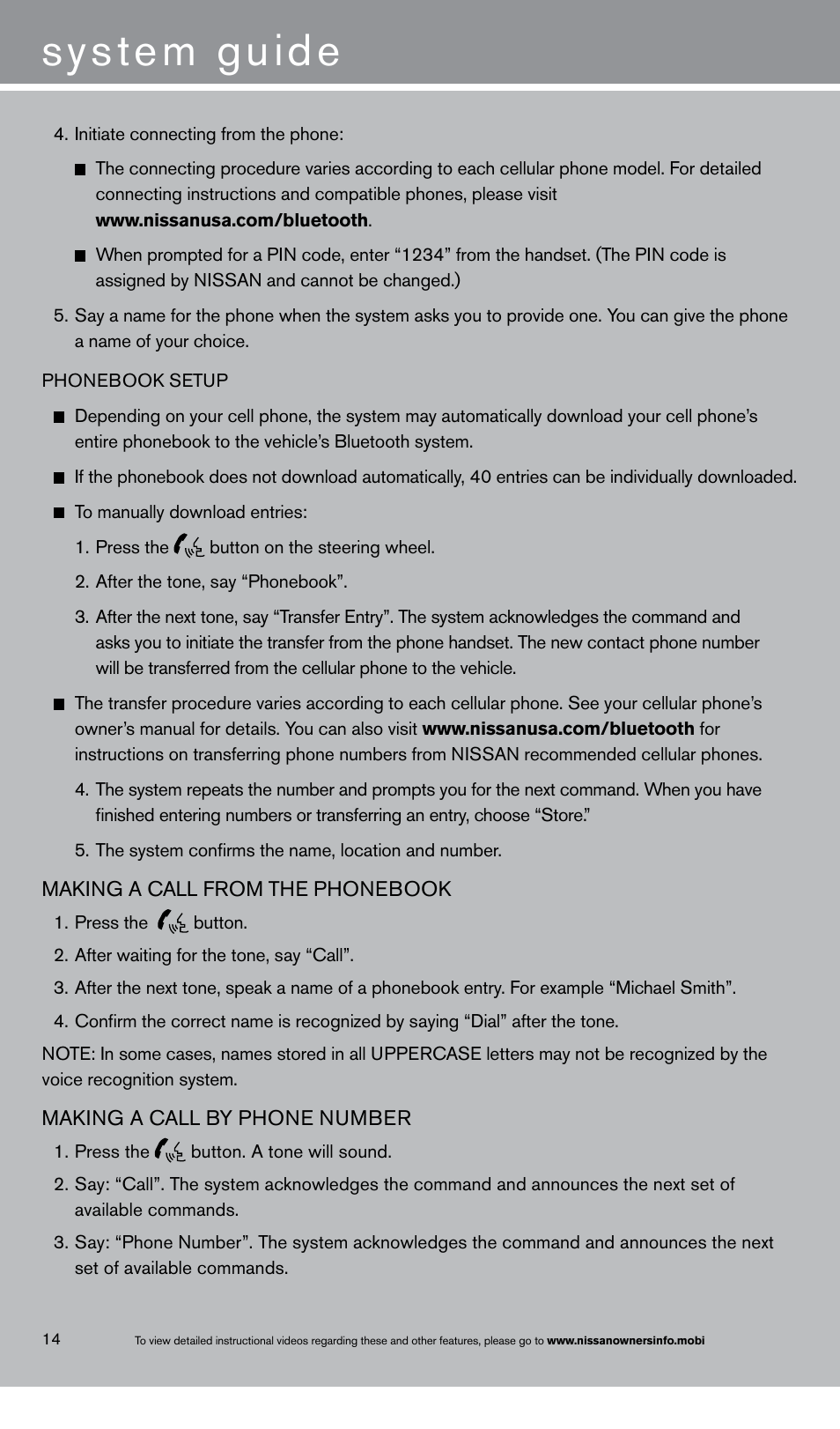 System guide | NISSAN 2013 Maxima - Quick Reference Guide User Manual | Page 16 / 24