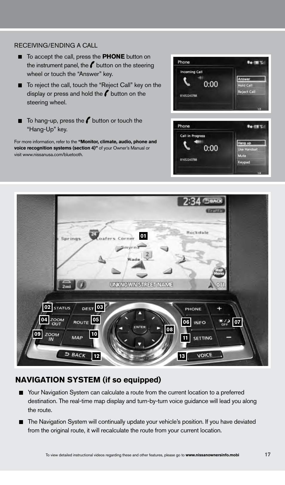 Navigation system (if so equipped) | NISSAN 2013 Maxima - Quick Reference Guide User Manual | Page 19 / 24