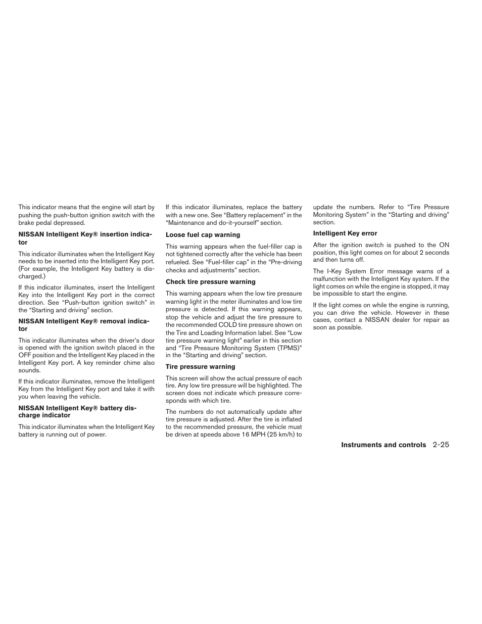 NISSAN 2014 Maxima - Owner's Manual User Manual | Page 100 / 432