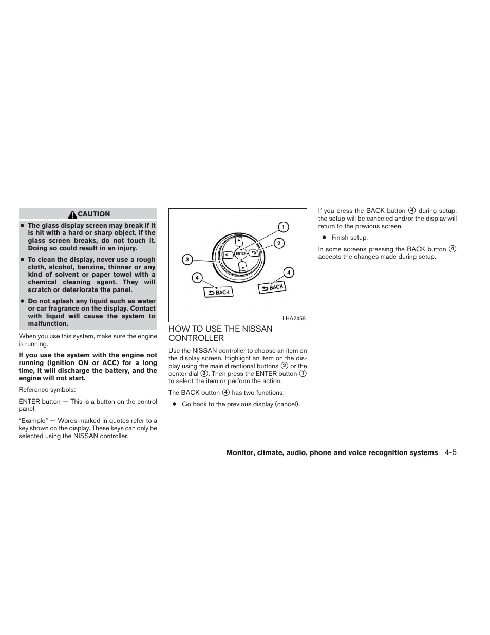 How to use the nissan controller -5 | NISSAN 2014 Maxima - Owner's Manual User Manual | Page 168 / 432