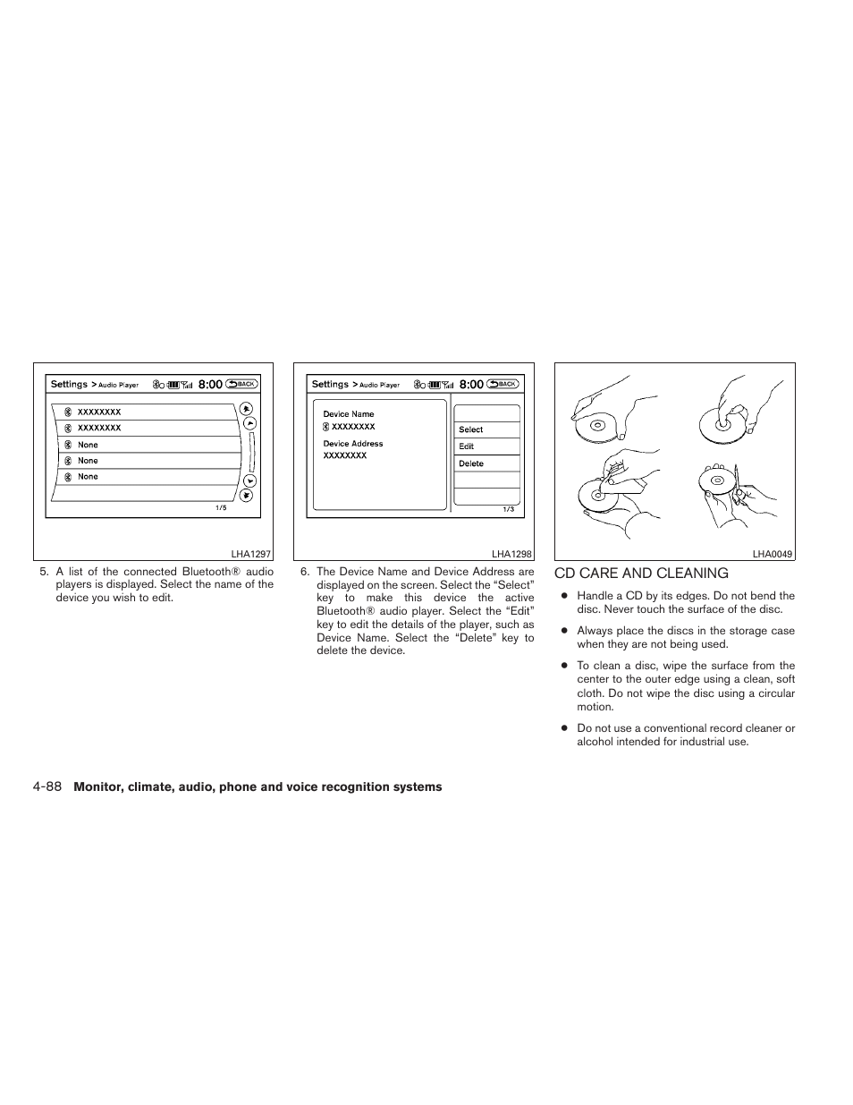 Cd care and cleaning -88 | NISSAN 2014 Maxima - Owner's Manual User Manual | Page 251 / 432