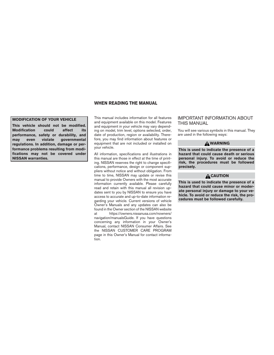 NISSAN 2014 Maxima - Owner's Manual User Manual | Page 3 / 432
