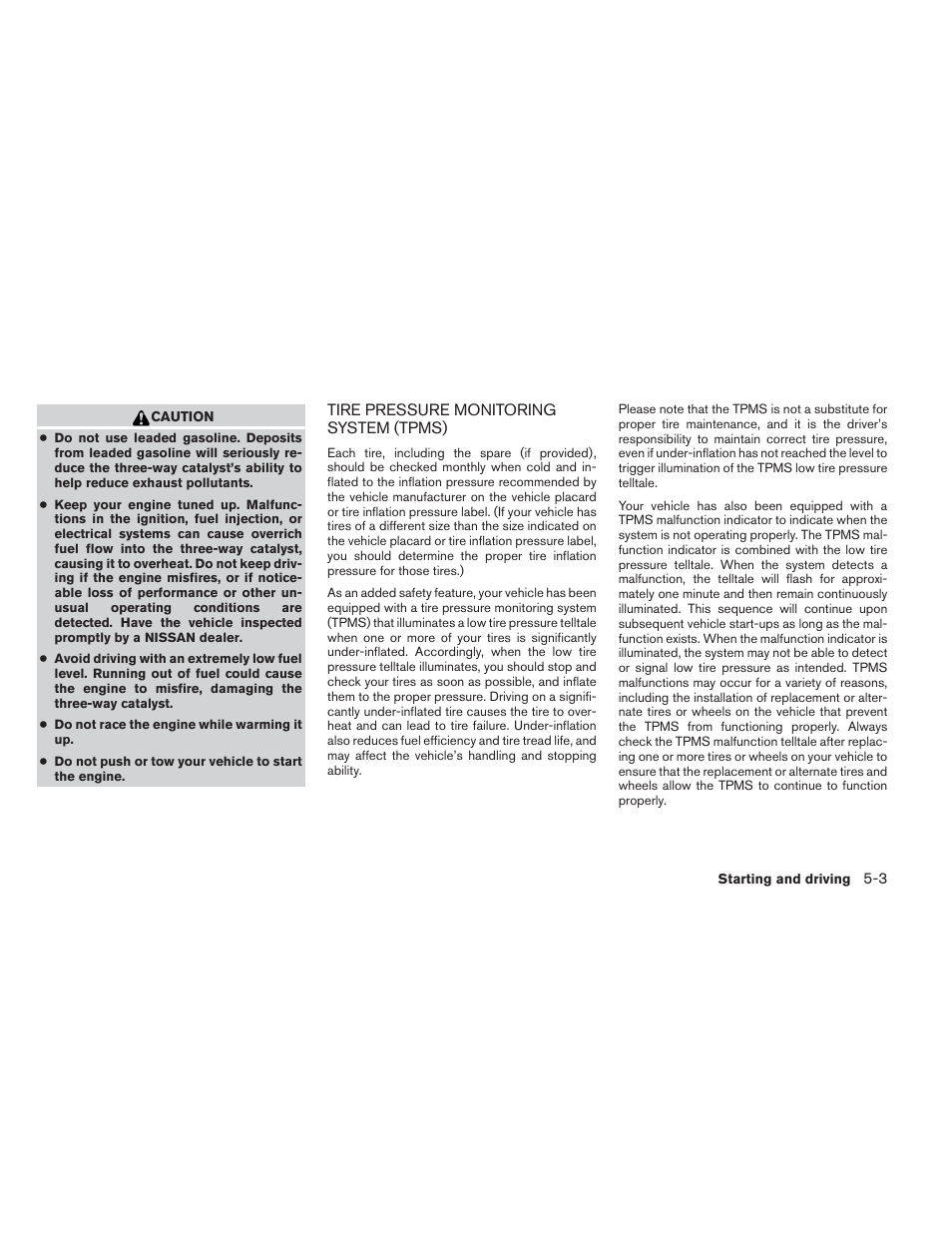 Tire pressure monitoring system (tpms) -3 | NISSAN 2014 Maxima - Owner's Manual User Manual | Page 302 / 432