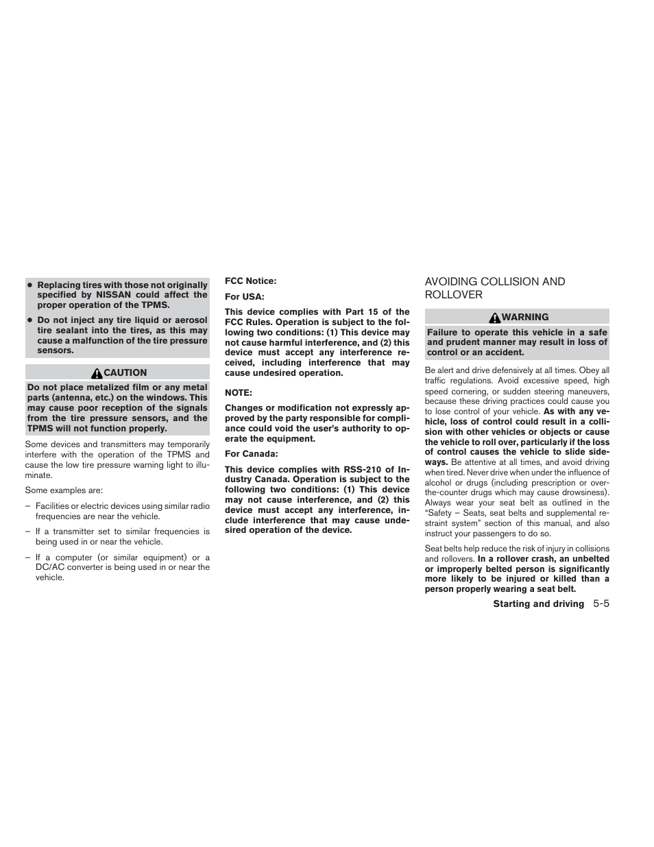 Avoiding collision and rollover -5 | NISSAN 2014 Maxima - Owner's Manual User Manual | Page 304 / 432