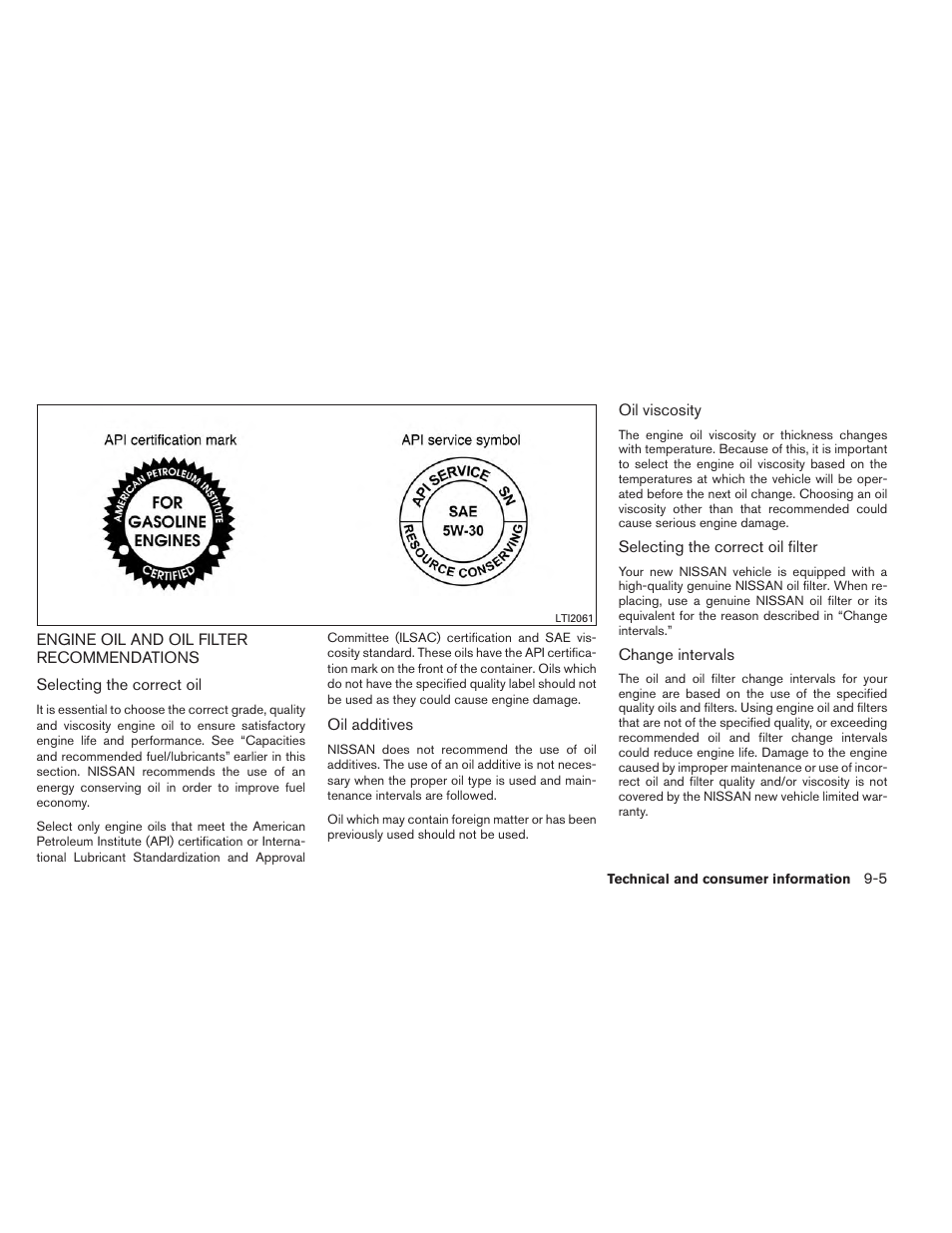 Engine oil and oil filter recommendations -5 | NISSAN 2014 Maxima - Owner's Manual User Manual | Page 400 / 432