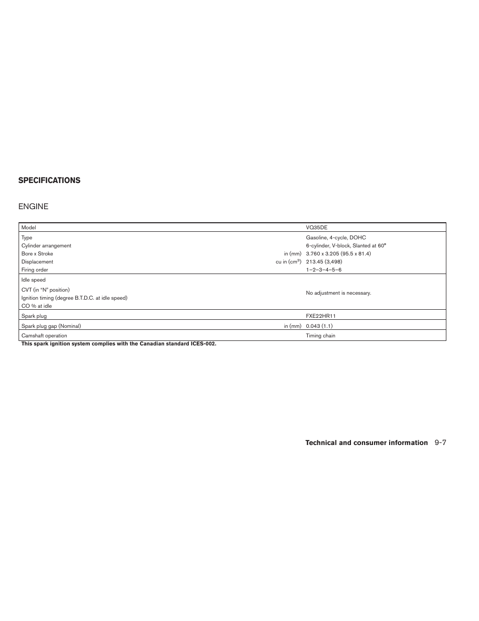 Specifications -7, Engine -7, Engine | Specifications | NISSAN 2014 Maxima - Owner's Manual User Manual | Page 402 / 432
