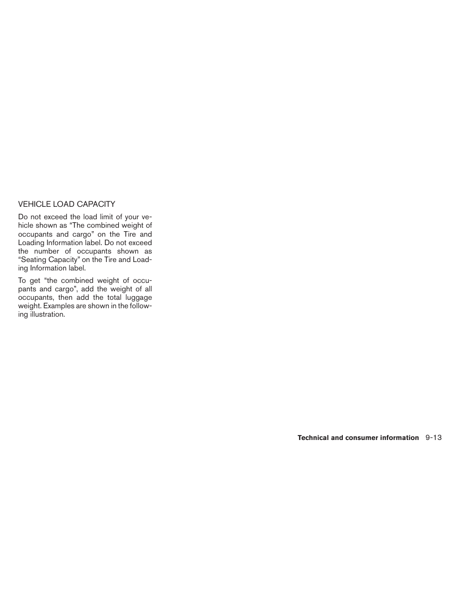 Vehicle load capacity -13 | NISSAN 2014 Maxima - Owner's Manual User Manual | Page 408 / 432