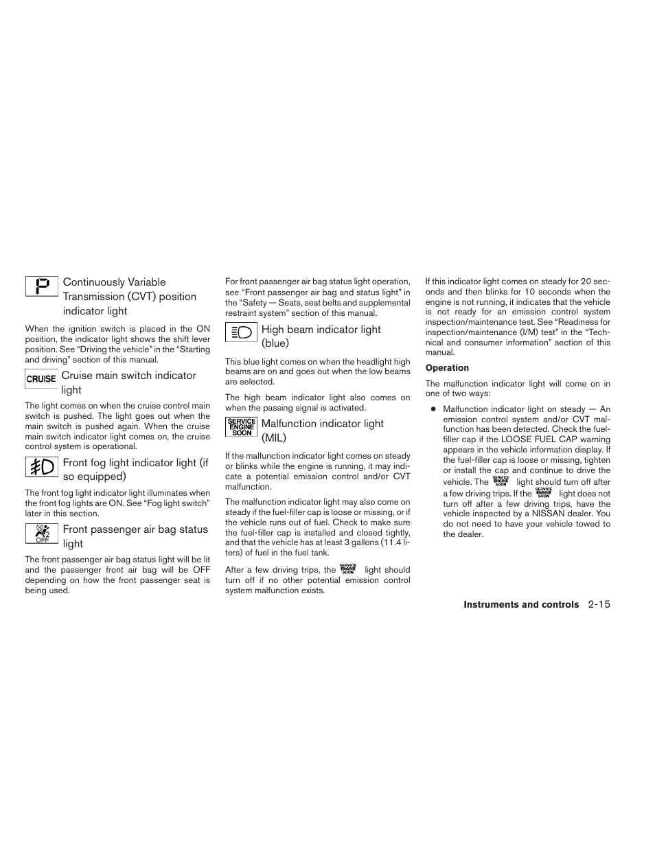 NISSAN 2014 Maxima - Owner's Manual User Manual | Page 90 / 432