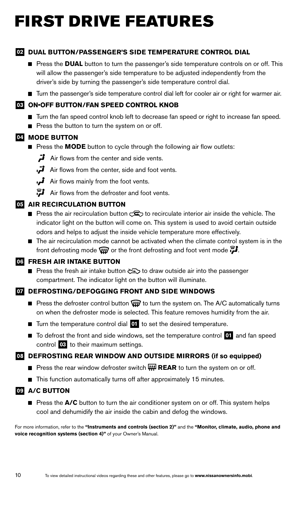 First drive features | NISSAN 2014 Maxima - Quick Reference Guide User Manual | Page 12 / 24