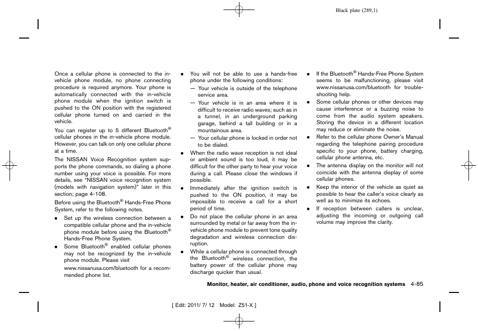 NISSAN 2011 Murano - Owner's Manual User Manual | Page 289 / 481