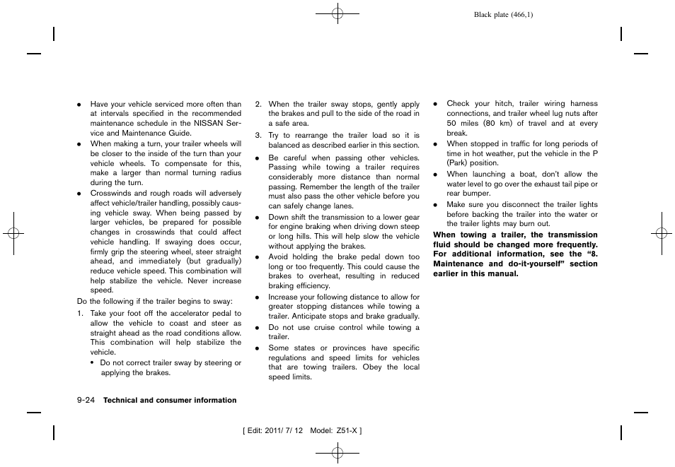 NISSAN 2011 Murano - Owner's Manual User Manual | Page 466 / 481