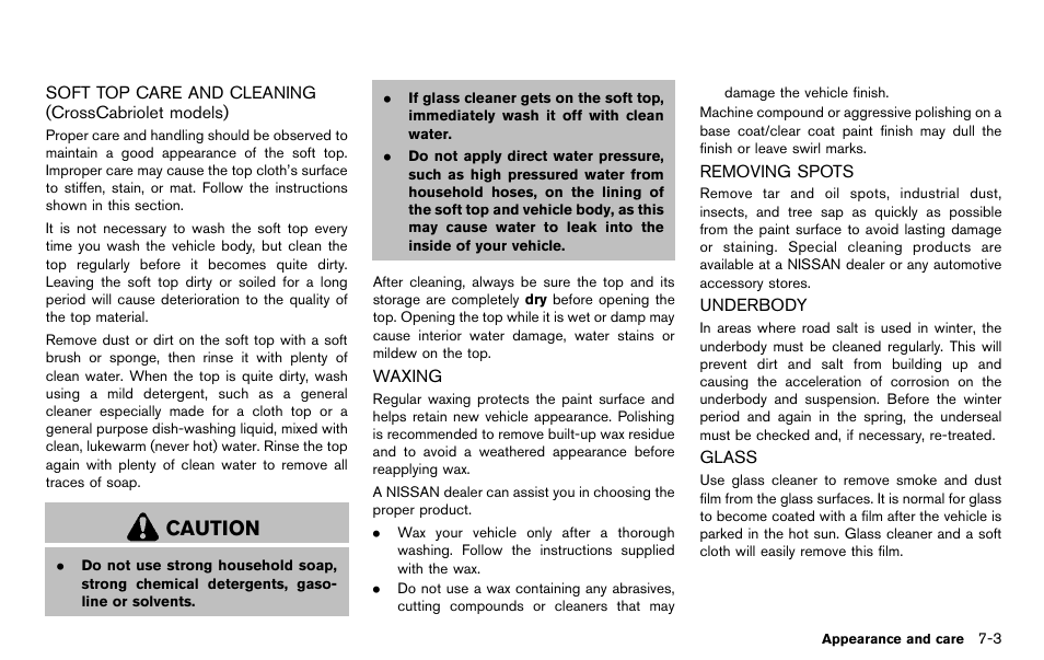 Caution | NISSAN 2012 Murano - Owner's Manual User Manual | Page 403 / 491