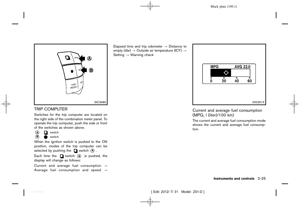 Trip computer -25 | NISSAN 2013 Murano - Owner's Manual User Manual | Page 111 / 507