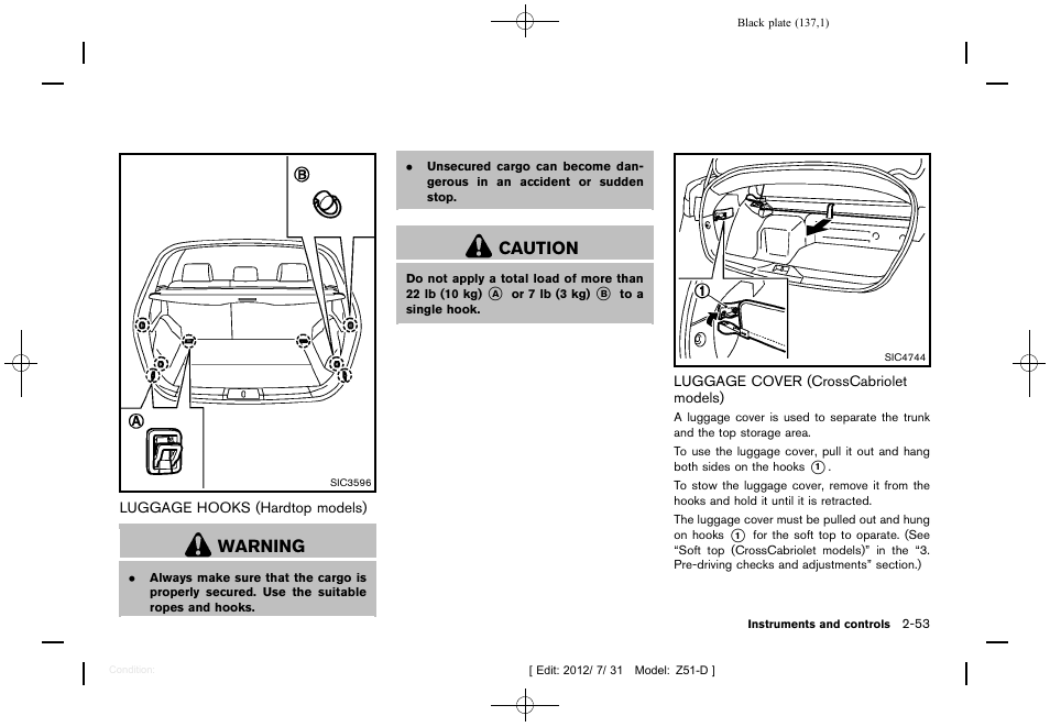 Warning, Caution | NISSAN 2013 Murano - Owner's Manual User Manual | Page 139 / 507