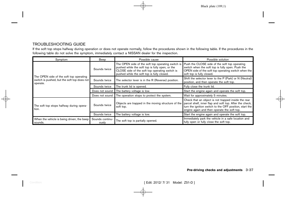Troubleshooting guide -37 | NISSAN 2013 Murano - Owner's Manual User Manual | Page 191 / 507