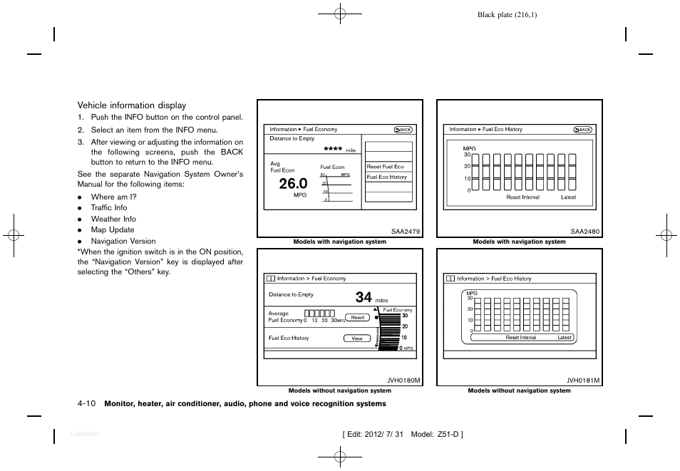 NISSAN 2013 Murano - Owner's Manual User Manual | Page 218 / 507