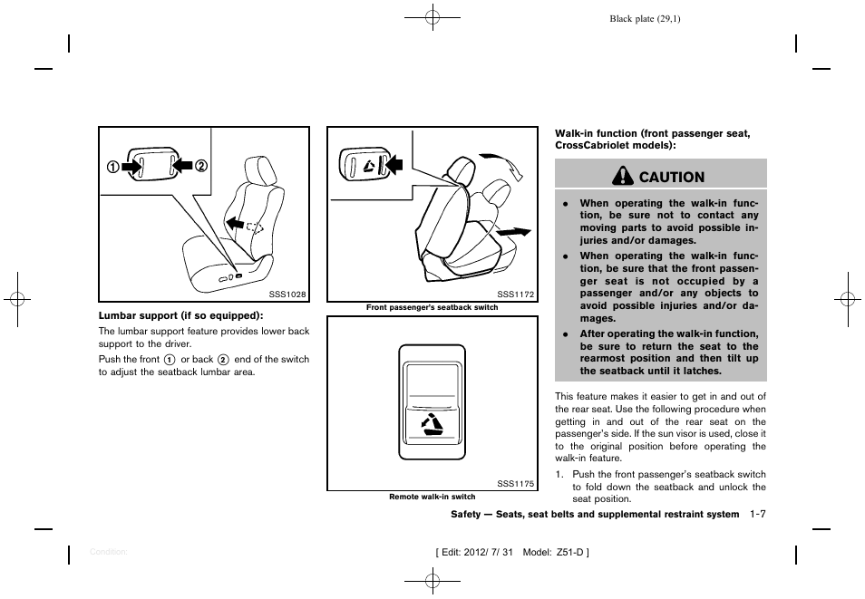 Caution | NISSAN 2013 Murano - Owner's Manual User Manual | Page 31 / 507